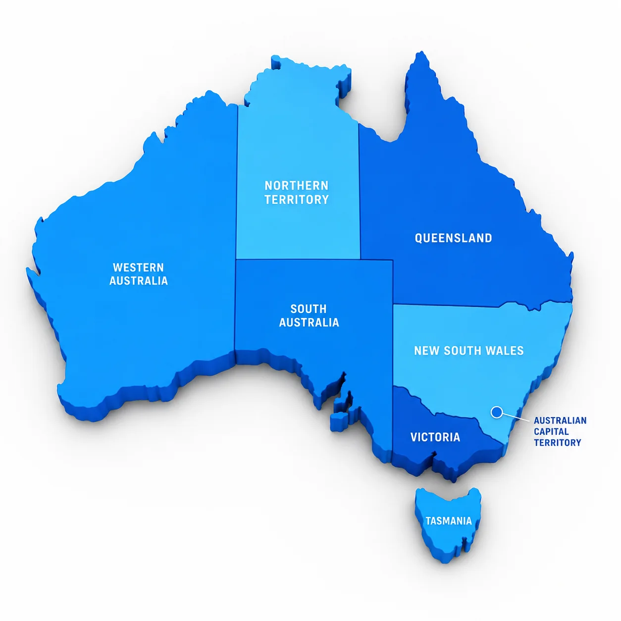 Map of Australia showing states and territories.
